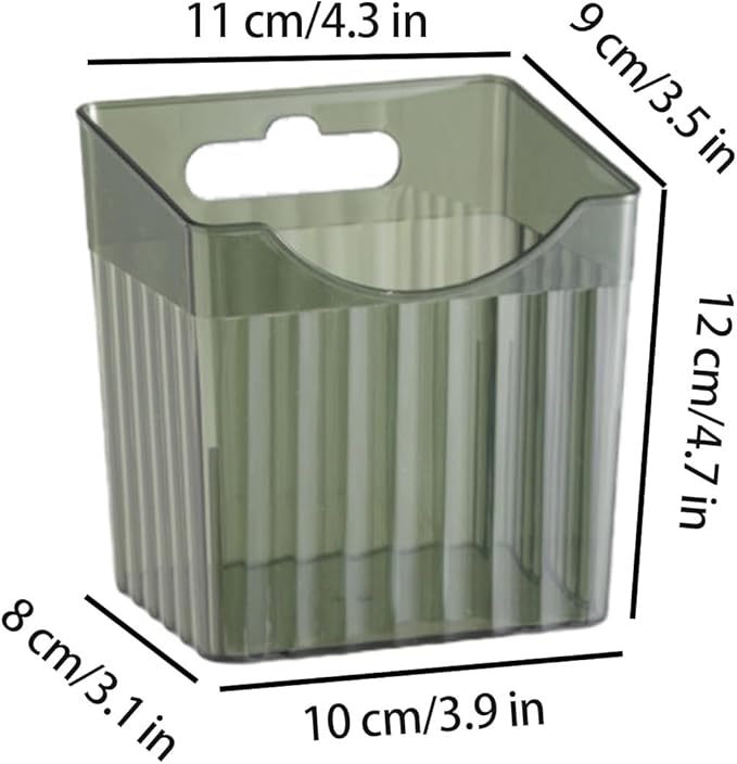 2 Pcs Storage Organizer Bins Wall, Clear Plastic Storage Bins, Fridge Organizer Stackable, Clear Plastic Toothbrush Holder for Wall, Countertops,Kitchen, Refrigerator, Pantry- BPA Free(Clear) (Green)