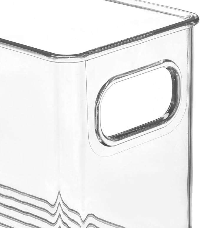 mDesign Plastic Kitchen Organizer - Storage Holder Bin with Handles for Pantry, Cupboard, Cabinet, Fridge/Freezer, Shelves, and Counter - Holds Canned Food, Snacks, Drinks, and Sauces - 6 Pack - Clear