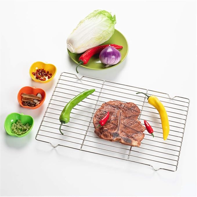 Cooling Rack with 4 Legs Heavy Duty Grill Net 7.9in x 12.4in Roasting Wire Grate Baking Racks, Fit Various Size Cookie Baking Sheet,Oven Dishwasher Safe(7.9"X12.4"31.5X20cm)