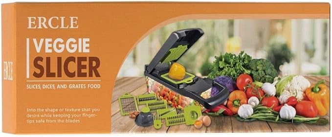 16-in-1 Vegetable Cutter Slicer – Multifunctional Vegetable Chopper with Stainless Steel Blades, Manual Onion Cutter, Food Slicer & Dicer for Kitchen, Salad Maker.