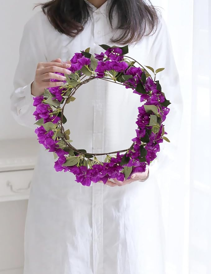 10PCS Bougainvillea Artificial Flowers 29.50" Silk Bougainvillea Vines Fake Flowers Branches Purple Long Stem Faux Flowers for Home Garden DIY Decorations Wedding Centerpieces (Purple)
