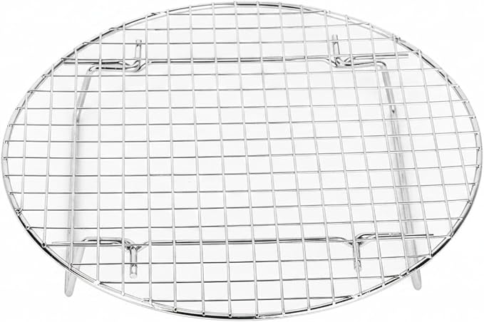 Foldable Stainless Steel Cooling Rack, Round Wire Mesh Baking Stand for Even Airflow, Space-Saving Collapsible Design for Kitchen Storage (10.6 Inch, Silver)