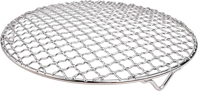 Round Cooling Rack 201 Stainless Steel Wire Baking Grid for Even Air Circulation, for Cooling Cakes, Biscuits, Pizza, Grilling, Drying and Roasting, Silver(24cm)