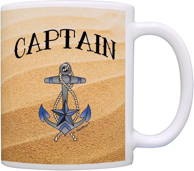 ThisWear Sailing Gift Captain Nautical Anchor Sailing Themed Gift 11oz Ceramic Coffee Mug with Handle