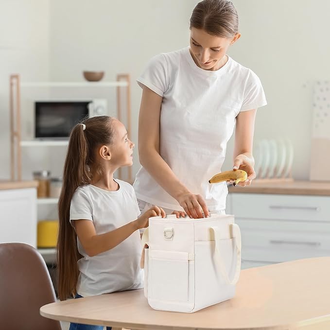 Women Lunch Box for Work,Large Insulated Lunch Bag Leakproof Cooler for Adults,Loncheras para Mujer (Beige)