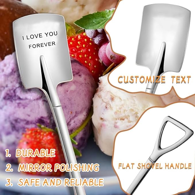 Custom Spoon, Engraved Stainless Steel Coffee Spoon - Personalized Ice Cream Spoon with Mirror Finish - Ideal Anniversary, Birthday, Christmas Gifts