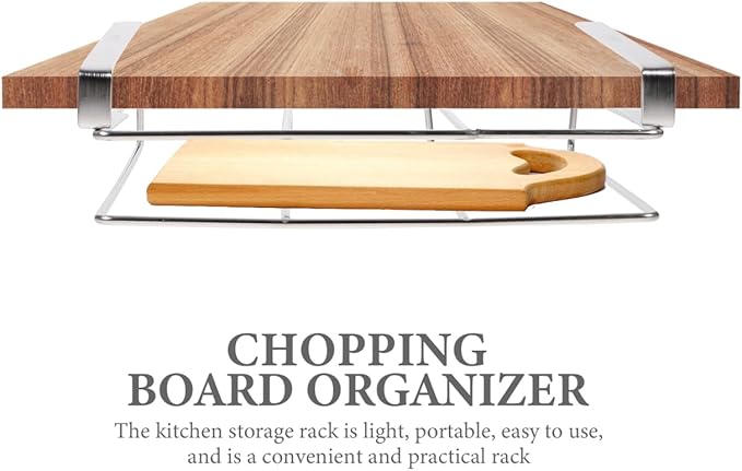 PRETYZOOM Cutting Board Rack Organizer for Kitchen Storage Stainless Steel Hanging Chopping Board Holder Space-saving under Cabinet Compact Design for Easy Access