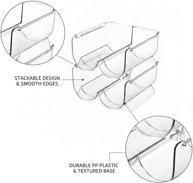 Clear Stackable Cup Organizer Bin, Vertical Storage Container for Kitchen Cabinets & Pantry, Durable PP Plastic