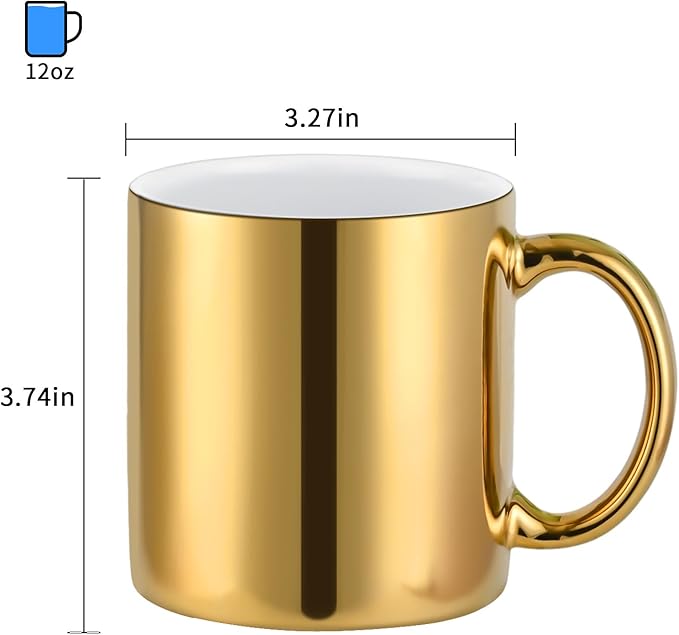 BYCNZB Coffee Mugs gold Ceramic Mug set of 4 Ceramic Cups for Coffee, Tea, Cocoa (12oz)