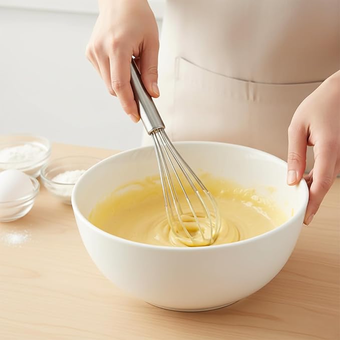 10-Inch Stainless Steel Balloon Whisk – Wire Whip for Cooking, Baking, Blending & Beating – Ergonomic Kitchen Utensil for Eggs, Sauces, Gravy & Batter – Dishwasher Safe & Rust Resistant