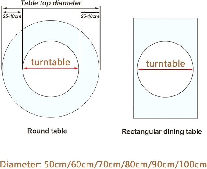 HORV Lazy Susan Swivel Turntable Round Tempered Glass Dining Table Tray Household Large Rotating Stand Kitchen Serving Plate Tabletop Organizer Spices Storage Holder for Banquets Party Family Dinners
