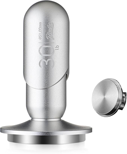 Bincoo Espresso Coffee Tamper 51mm,30lb Spring-Loaded Calibrated Tamper-Stainless Steel Base Espresso Coffee Tamper for Barista Home Coffee Espresso Accessories (Sliver, 51mm)