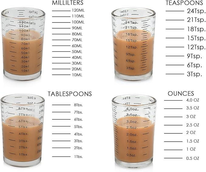 DS. DISTINCTIVE STYLE Measuring Cup 2 Pieces Shot Glass Measuring Cup with 4 Kinds of Measuring Scale for Small Amount Liquid (Black, 120ml)