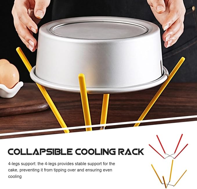 Alipis 2pcs Foldable Stainless Steel and Silicone Baking Cooling Rack Set with Four-legs, Easy to Clean Wire Cooling Racks for Baking Cakes, Bread, and Pastries