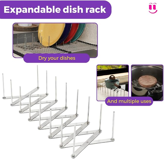 3-in-1 Over Sink Dish Drying Rack – Roll-Up Sink Rack, Silicone Mat & Folding Dish Rack – Multi-Functional, Space-Saving Kitchen Organizer (Grey)