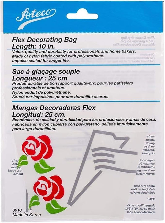 Ateco Flex Decorating Bag, Coated Nylon, 10-Inch, Reusable Baking Supply, White