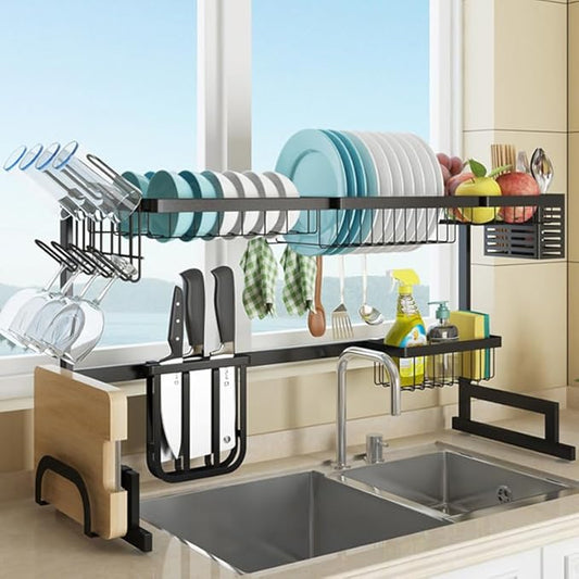 Adjustable Over The Sink Dish Drying Rack 2 Tier
