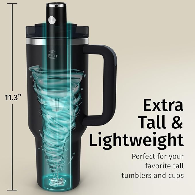 Zulay Kitchen Rechargeable Milk Frother Handheld - Frother Wand, Drink Mixer, Electric Whisk Frother, for Cappuccinos, Matcha & Protein Powder - Lux 4 Whisk 2 Speed Waterproof 2000mAh Sky Blue