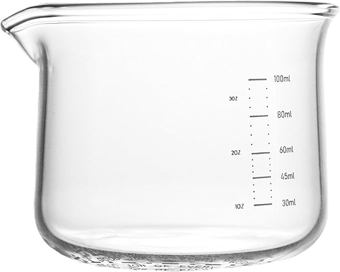 Tea and Espresso Measuring Cup, 3 Oz/100ml High Borosilicate Espresso Shot Glass, Dual Scale, Coffee Machine Accessories Barista Tools, Beaker Style