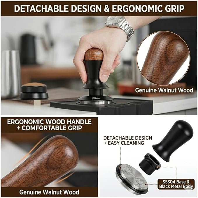 51mm Espresso Tamper, Spring Loaded Coffee Tamper with Stainless Steel Ripple Base, Auto-Leveling Calibrated Tamper Tool for 51mm Portafilter, Barista Espresso Accessories, normcore tamper