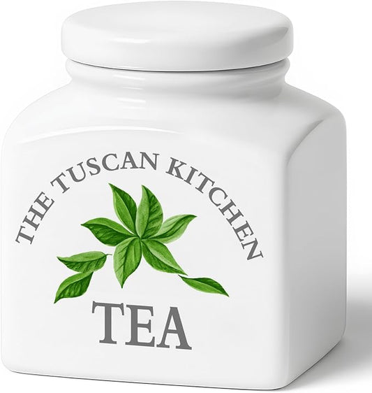 HOMBENE Food Storage Jar, Kitchen Canisters Ceramic Containers with Airtight Lids, 17 fl. oz Containers Jar for Tea White Serving Tea, Matcha and More