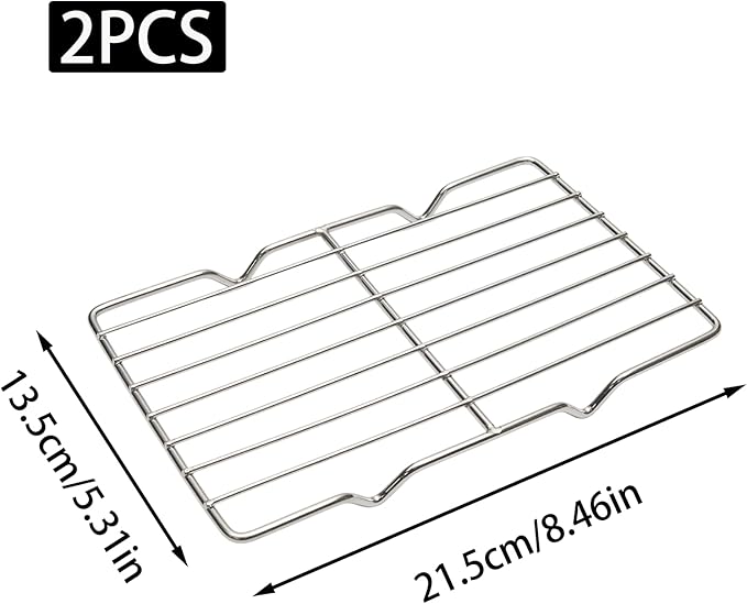 2 Pcs Stainless Steel Roasting Rack 5.3" x8.5" Wire Rack for Baking Sheet Heavy Duty Wire Grate Oven Roasting Grilling Cooking Racks with 4 Legs for Food