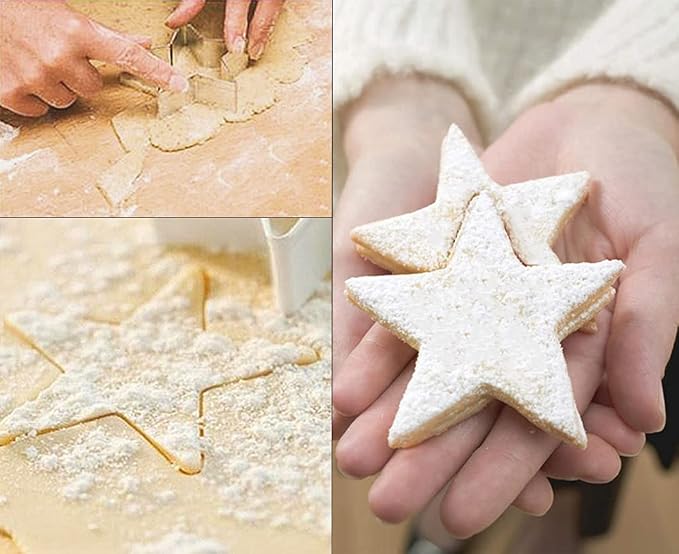 Stainless Steel Cookie Cutters Set, 18 Pieces, Star, Flower, Heart, Circle, Square, Hexagram Shapes