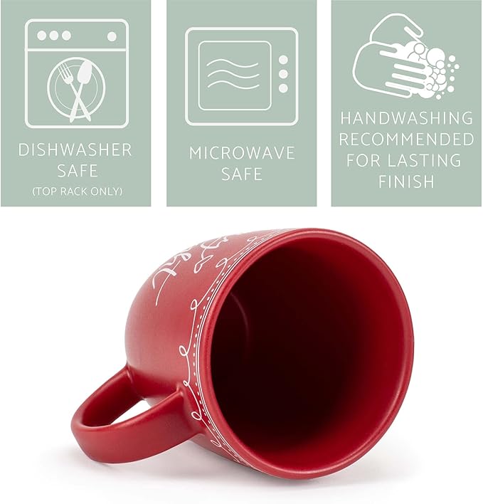 Elanze Designs Merry Raw Clay Bottom Red 16 ounce Ceramic Christmas Coffee Mug