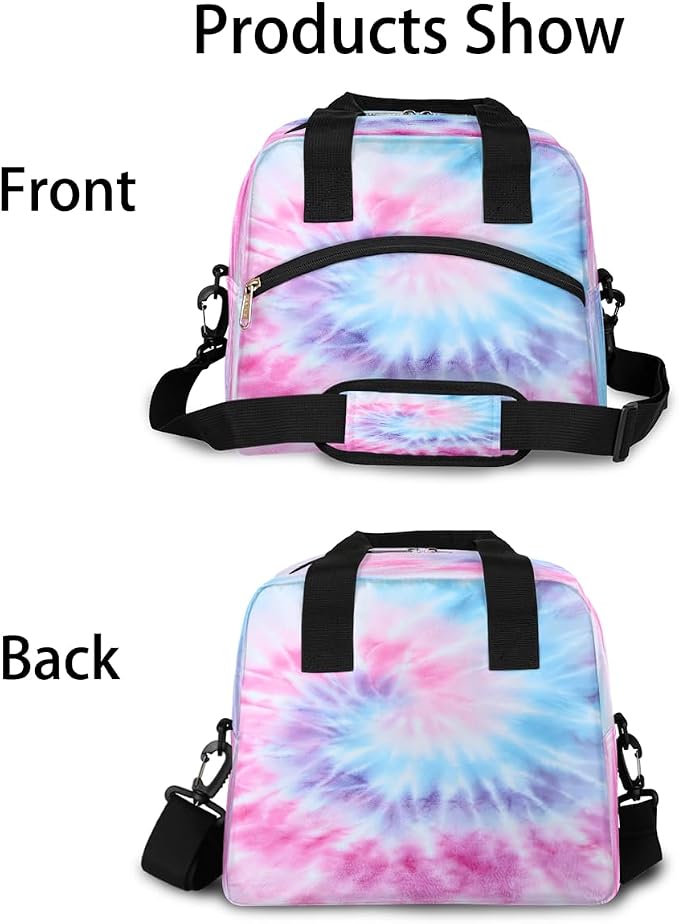 Tie Dye Pink Insulated Lunch Bags for Women Girls Adult Ethnic Reusable Lunch Tote Therma Cooler Bag with Shoulder Strap Lunch Box for School Work Office Picnic Meal Prep Bag