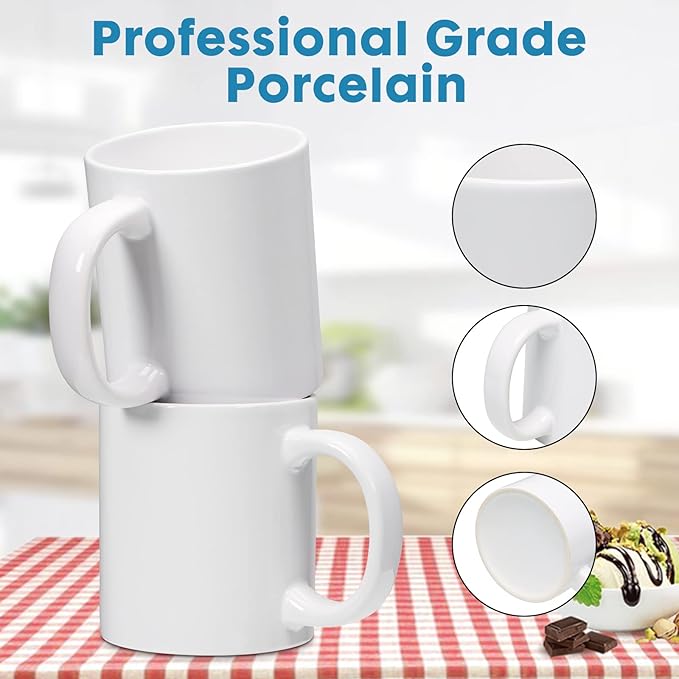 20oz sublimation Blank large Mugs and Big handle set of 2 Professional Grade Mugs White Coated Ceramic Cup for Coffee Tea or DIY Gifts (20oz)
