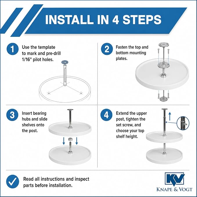 Knape & Vogt 28-In 2-Tier Full-Round Lazy Susan, White