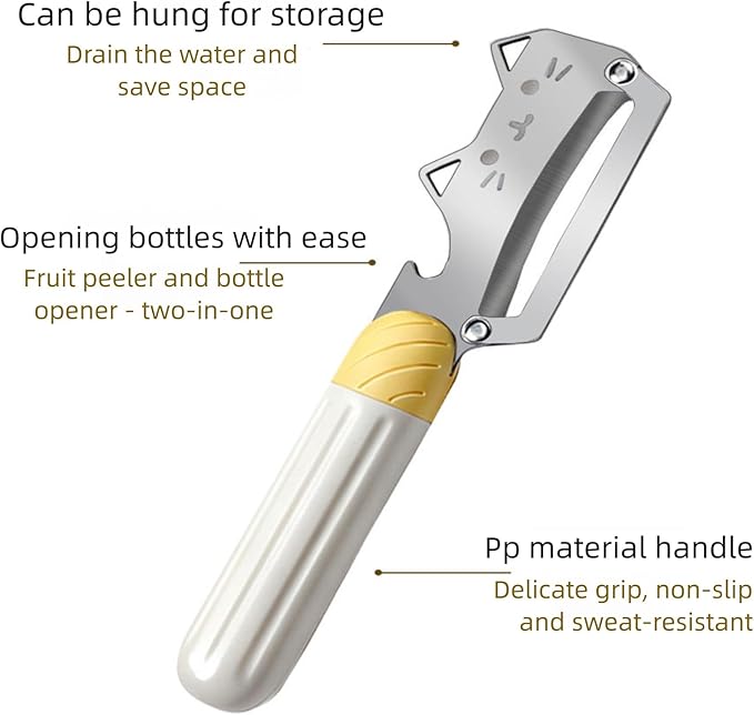 Multifunctional Vegetable Peeler with Stainless Steel Blade and Bottle Opener - Ideal for Veggie Potato Carrot and Apple Peeling