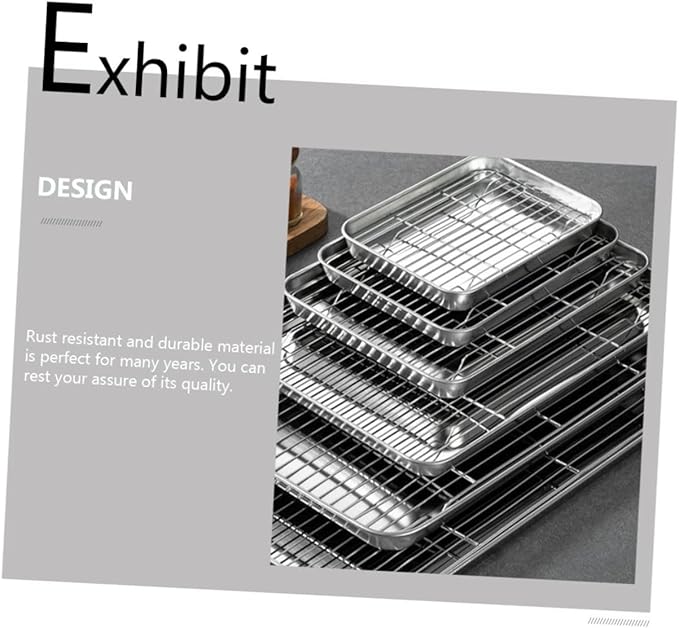 TIDTALEO Japanese Style Thickened Draining Rack Set Stainless Steel Baking Pan with Cooling Grid Tray for Baking Cooking and Food Preparation