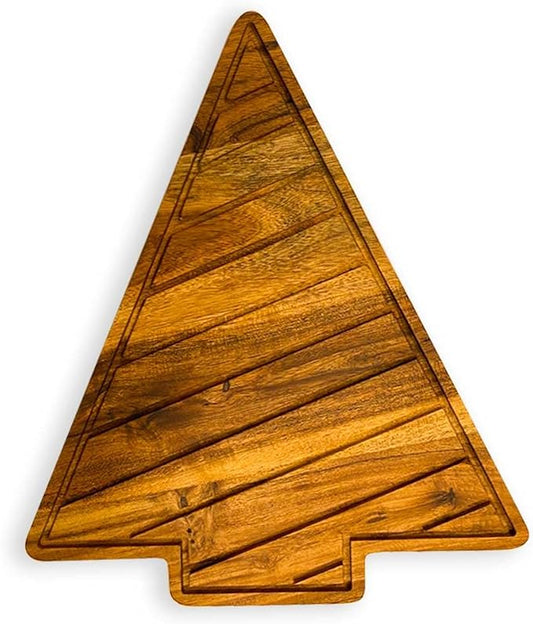 Affinity Decor Organic Acacia kitchen Cutting Chopping Charcuterie Board Platter for Butcher Block Cheese and Vegetables (Slicey Christmas Tree Board 12.5"L x 10"W)