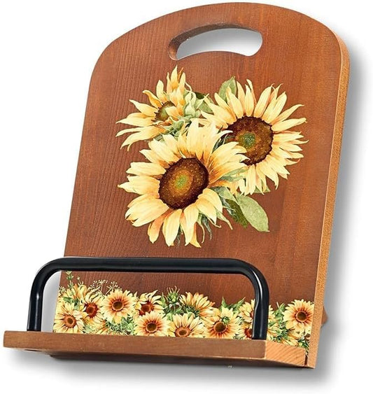 INNObeta Cookbook Stand for Kitchen Counter, Adjustable Tablet Recipe Book Holder, Perfect Gifts for Women, Mom, Grandma on Birthday, Unique Kitchen Decor, Sunflower