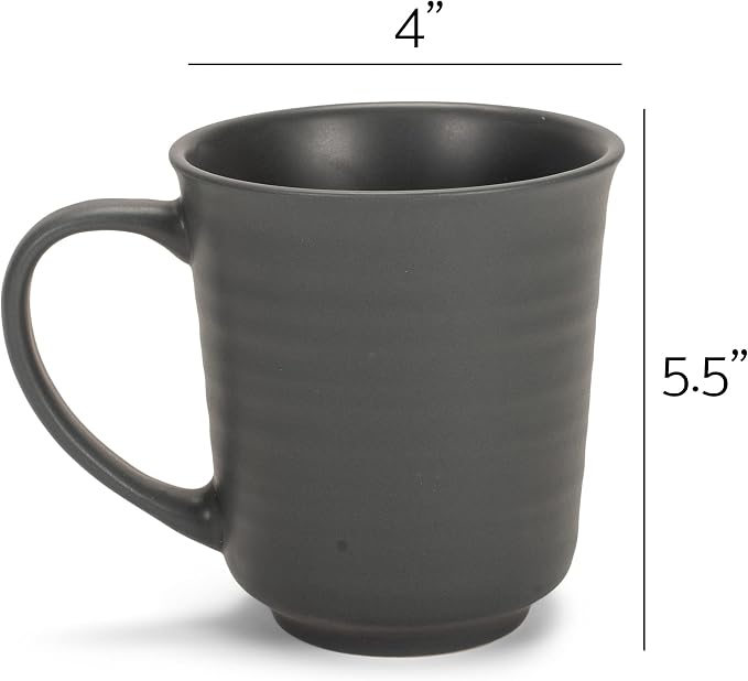 Elanze Designs Black Matte Glaze Finish 17 ounce Stoneware Coffee Cup Mugs Set of 4