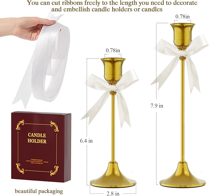 FSyueyun Gold Candle Holders Set of 2, Elegant Metal Candlestick Holders for Vintage Taper Candle Holders, Perfect for Table Centerpieces, Fireplace Mantels, Home Decor, Weddings and Party Decorations