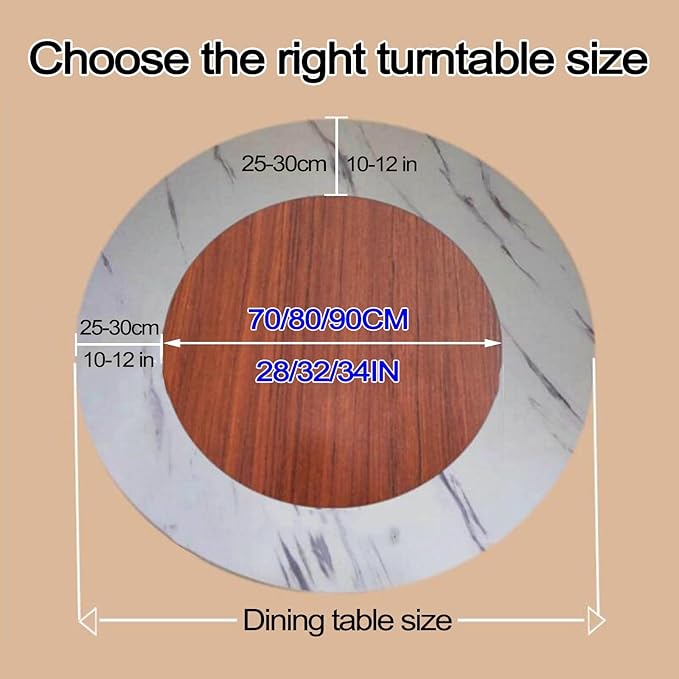 LIGUOYI Rotating Board Lazy Susan Round Wooden Turntable Diameter 70cm 80cm 90cm, Handmade Wood Serving Tray, 360° Rotate Kitchen Turntable Serving Plate for Home Dining (Color : F, Size : 70CM)