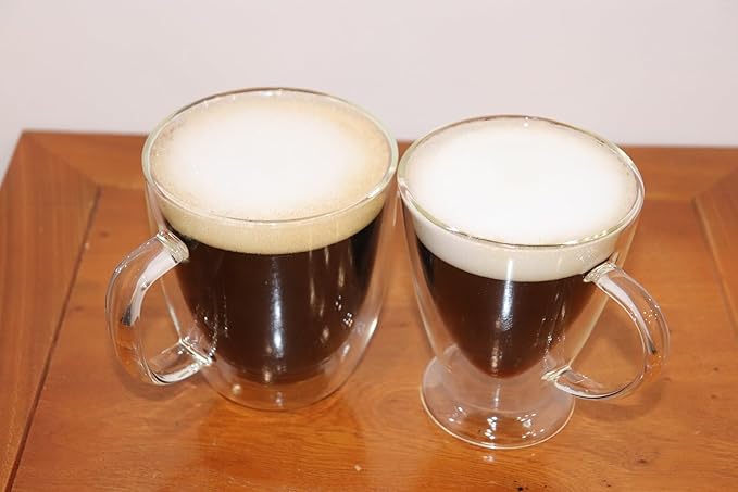 Double Wall Glass Coffee Mug - 19 Ounce (560 ml) Insulated Clear Latte Cup with Handle, Great for Espresso Cappuccino and Juice
