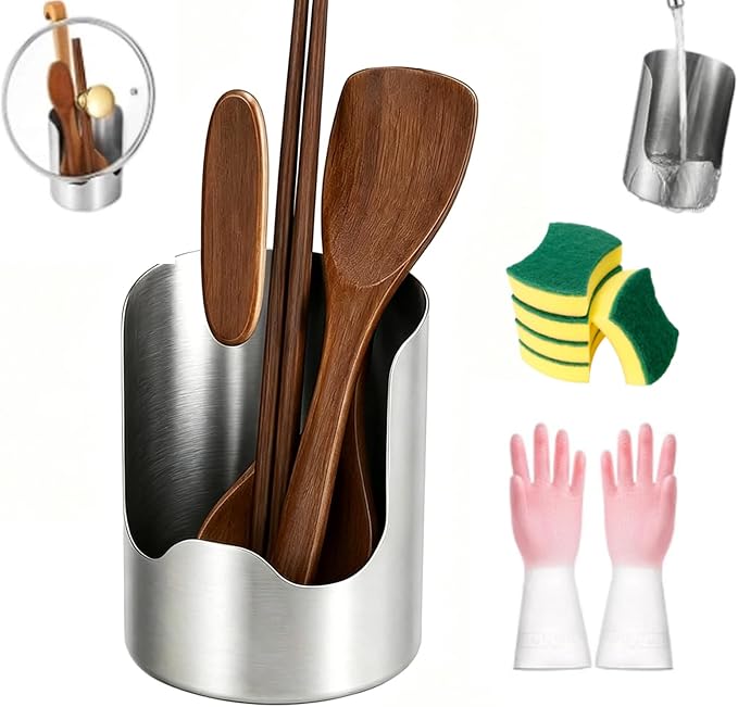 Multi-Functional Kitchen Utensil Holder, Thickened Stainless Steel Countertop Organizer for Pot Lids, Spoon Spatula Ladle Caddy, Pot Lid Rest Stand, Cutting Board Rack (1 pcs)