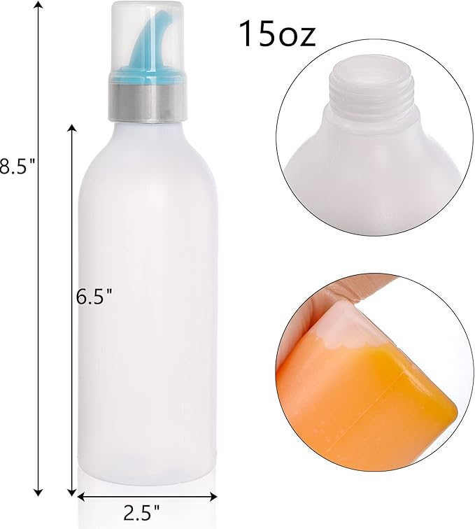 Lawei 6 Pack 15 oz Plastic Squeeze Condiment Bottle - Plastic Squirt Bottles with Lids and Colored Tips - Perfect for Condiments, Sauce, BBQ, Dressings, Syrup, Arts and Crafts