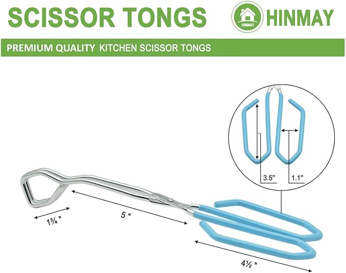 HINMAY Scissor Cooking Tongs 11-Inch Stainless Steel Scissor Style Tongs, Set of 2