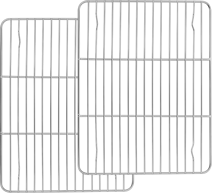 Homikit Stainless Steel Cooling Racks Set of 2, 11.6”*9.1” Heavy Duty Wire Baking Rack for Cooking Roasting Grilling Bacon Cake Cookies, Non Toxic & Rust Free