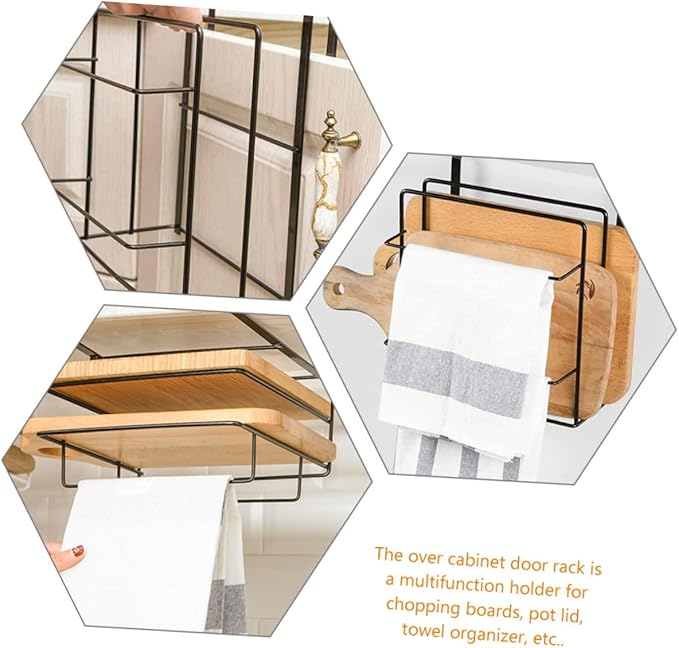 2pcs Chopping Board Wrought Iron Hanger Metal Wall Hanging Basket Under Cabinet Basket Bathroom Door Organizer Inside Cabinet Door Storage Kitchen Door Organizer Towel Holder Grid