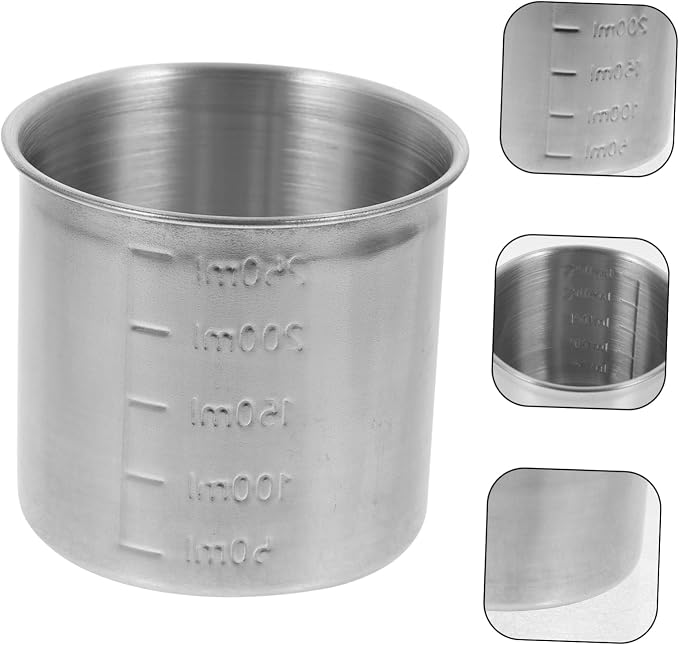 Stainless Steel Measuring Cup Set with Graduated Markings Precision Kitchen Measuring Beaker for Baking Cooking and Commercial Use for Flour Rice Syrups