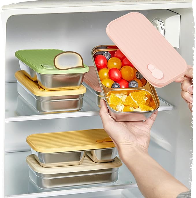 Stainless Steel Snack Container Individual Household Food Container,Reusable Food Storage Snack Condiment Containers with Lids - Food Lunch Meal Prep Box for Travel Camping (One Compartment)