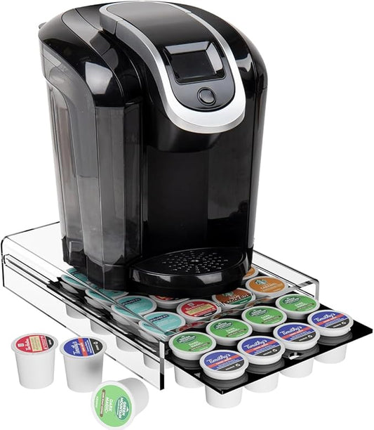 LifeMoreasy K Cup Holder,Coffee Pod Holder Drawer Capsule Display Storage for K-cup 24pods