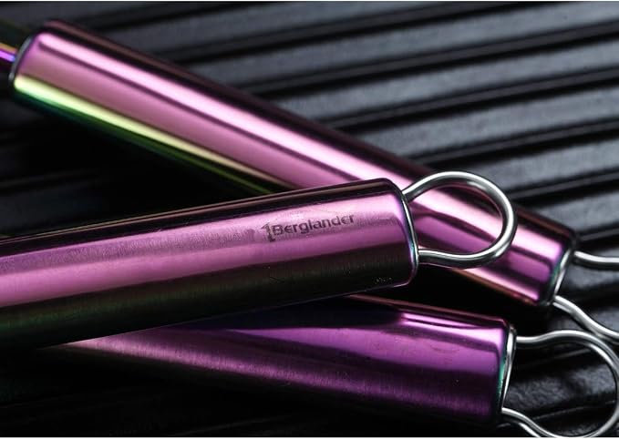 Berglander Rainbow Whisk Pack of 3 Stainless Steel 8",10",12", Titianium Plating Colorful Whisk for Cooking, Beater,Wire Whisk Set Kitchen Wisk (Rainbow)