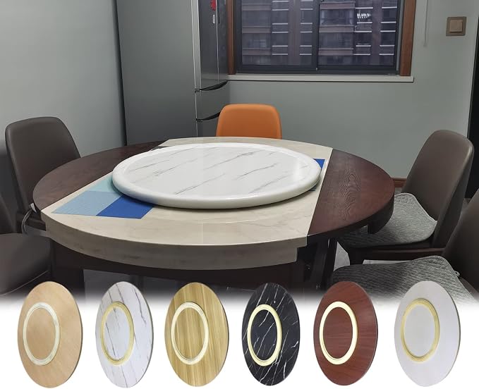 Large Wooden Turntable Round Dining Table Serving Plate - Ø50/60/70/80/90/100cm, 6 Colors Wooden Lazy Susan 360° Serving Tray For Rund Table, Good Touch, Easy To Clean (Color : Walnut, Size : Ø50cm-