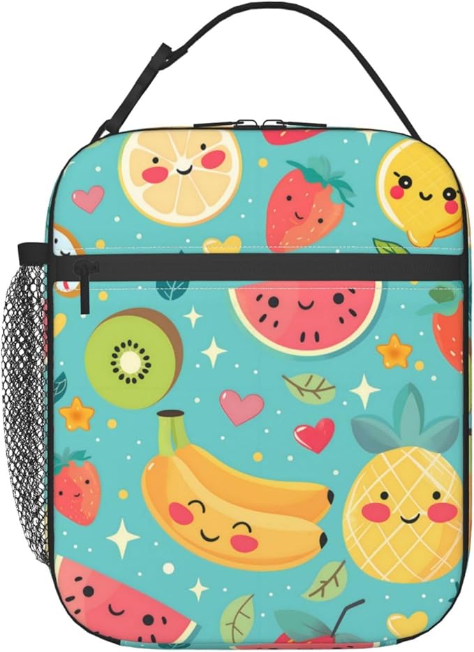 Reusable Cute Fruit Lunch Box for Kids Girls Boys Women Adult, Insulated Lemon Watermelon Lunch Bag,Polyester Cooler Handbags Case for School Picnic Work Travel Outdoor Beach or Hiking